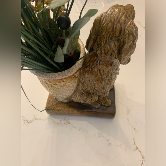 Glazed Ceramic Cocker Spaniel Faux Flower Vase (minor chip) 11x7x5” - Picture 6 of 14